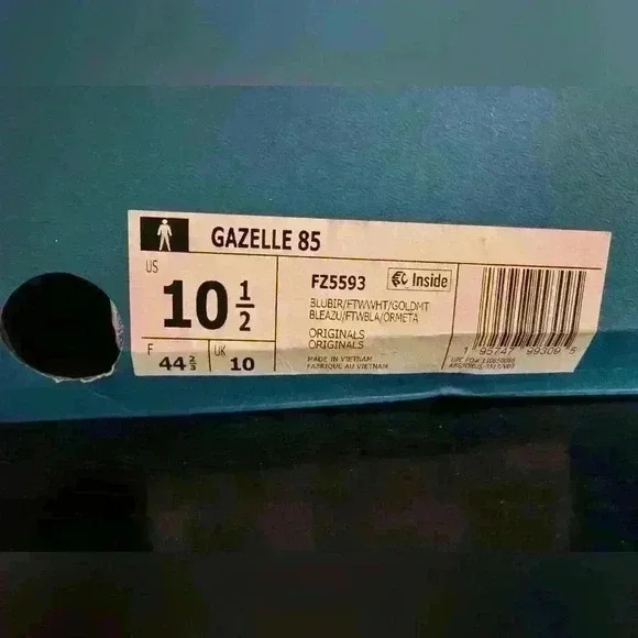 Brand new adidas Gazelle 85 Royal Blue White Size 10 1/2 - Picture 7 of 10